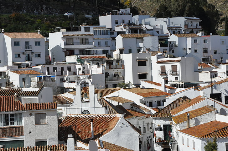 casas, casas brancas, arquitetura, cidade, Espanha, Mijas, casa