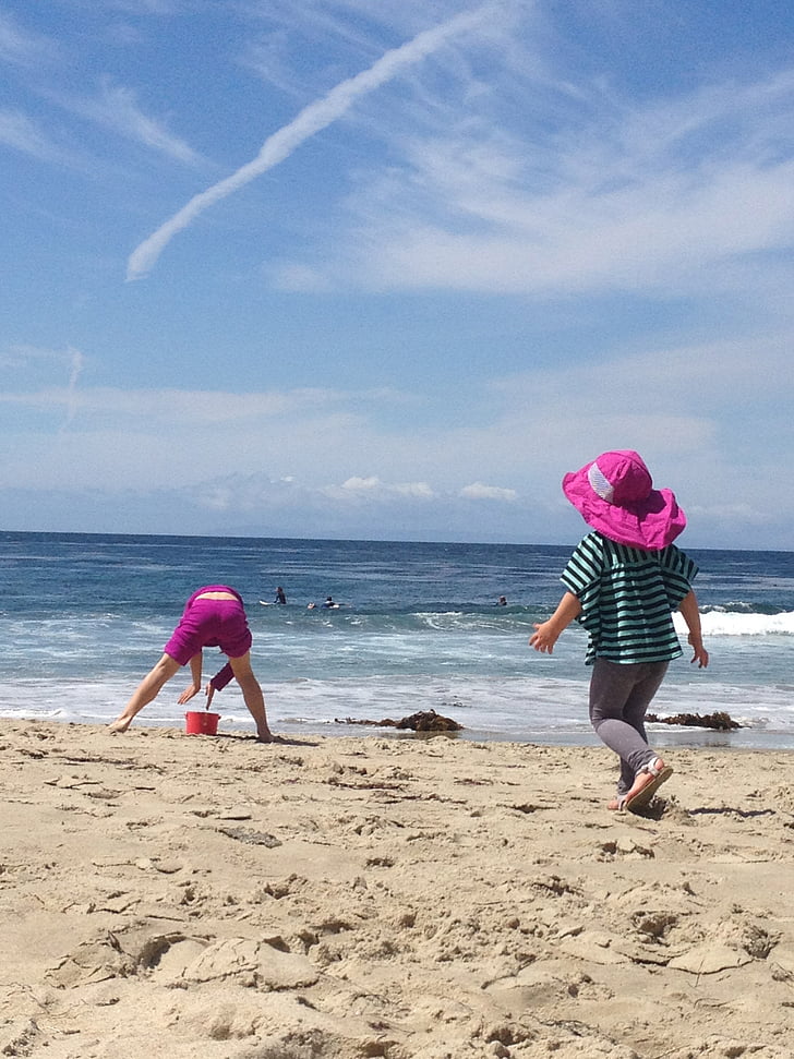 Beach, dievčatá, piesok, Sky, mladý, Ocean, vody