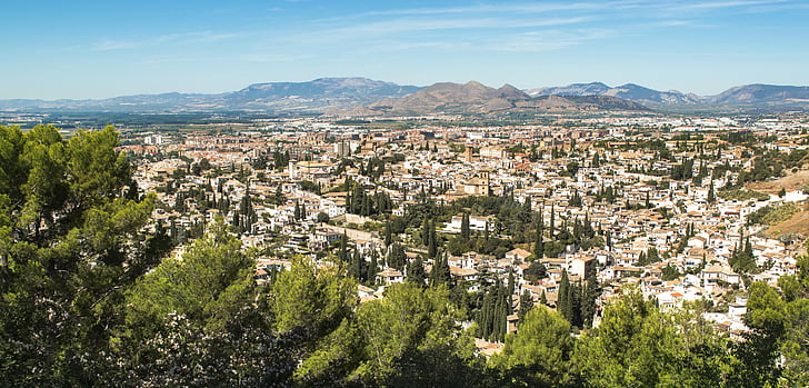 monumenten, reizen, Witten, Granada, Alhambra, achtergrond, Spanje