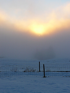 겨울 분위기, 태양, 안개, 구름, 대기, 자연, 눈