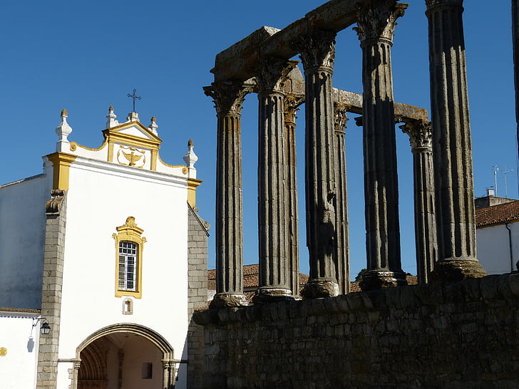 thành phố Évora, Bồ Đào Nha, phố cổ, ngôi đền, Nhà thờ, kiến trúc Baroque, đồ cổ