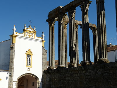 Évora, Portugal, gamla stan, templet, kyrkan, barock, Antik