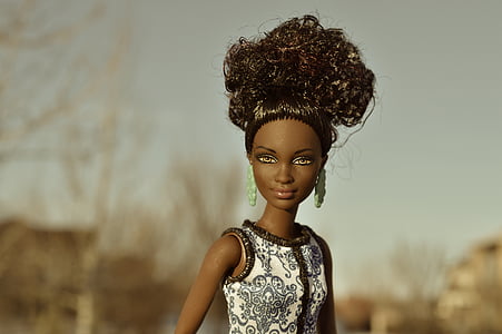 docka, svart, afro-amerikan, afrikanska, modell, Barbie, Flicka