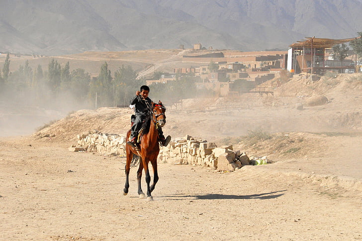 rit, woestijn, Reiter, Afghanistan, jongen, paard, Midden-Oosten