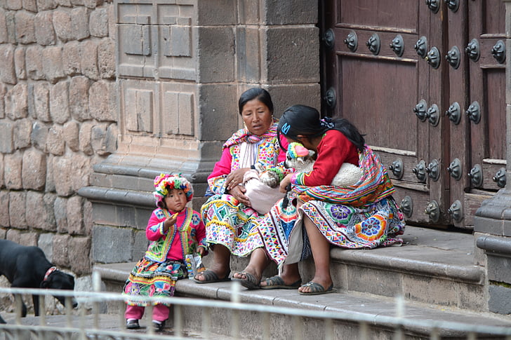 Peru, färgglada, kvinnor