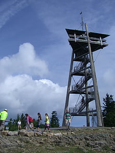 Schauinsland, toppmøtet, observasjonstårnet, Keidel, som har eugen tower, Schwarzwald, skyer, himmelen