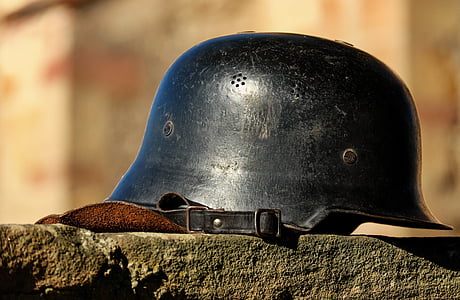 Stahlhelm, guerra, armonía, reliquia de guerra, pared, metal, Close-up
