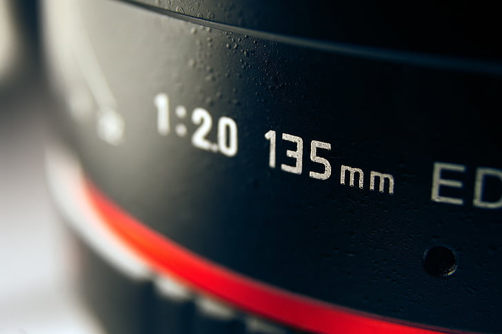 lente de foto, 135mm, negro, equipo, película, enfoque, vidrio