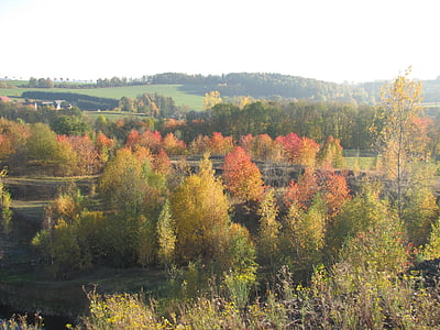 Λατομείο, τοπίο, το φθινόπωρο, φόντο, πολύχρωμο, Οκτώβριος, δέντρα