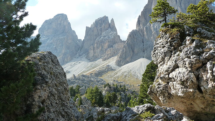 Dolomites, langkoffelgruppe, Kota Batu, pegunungan, pemandangan, batu