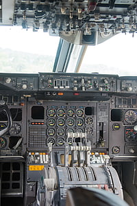 cockpittet, fly, instrumenter, flyve, luftfart, maskine, måleinstrumenter