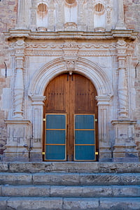 Церковь, двери, Храм, Мексика, тополя, колониальный