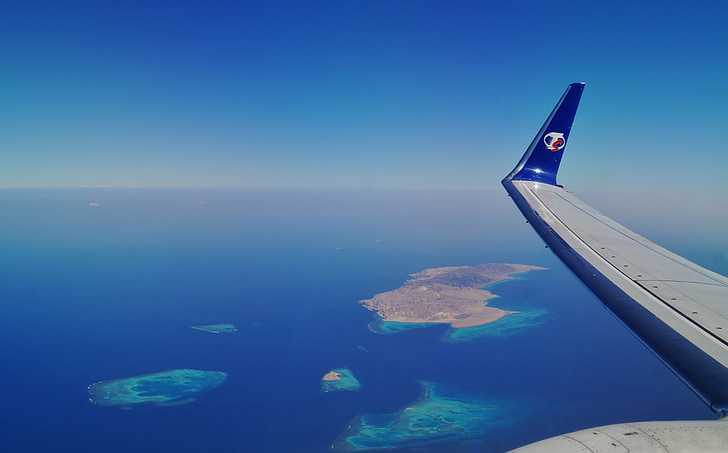 vaizdas iš lėktuvo, dangaus, sala, jūra, Rodyti, kad salelės, Raudonosios jūros