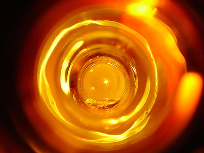 Licht, Orange, Feuer, abstrakt, Glasflasche