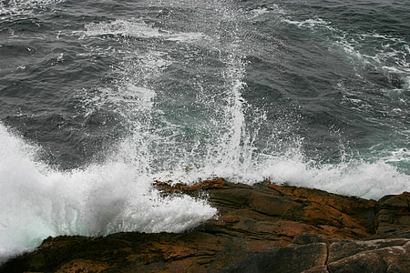 ocean, waves, rocks, splash, sea, shore, spray