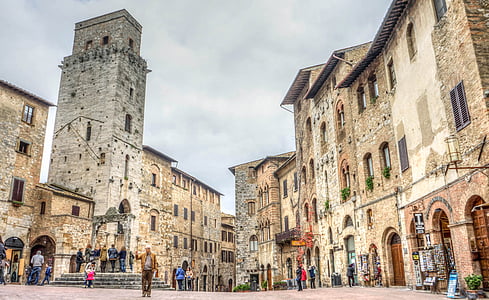 San gimignano, Itálie, Toskánsko, Architektura, starověké, historické, středověké