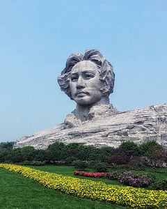 China, Hunan, Changsha, Isla naranja, cabeza, escultura