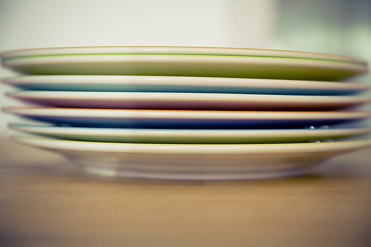 plate, galda piederumi, porcelāns, steks, sānu plāksnes, ēst, krāsains