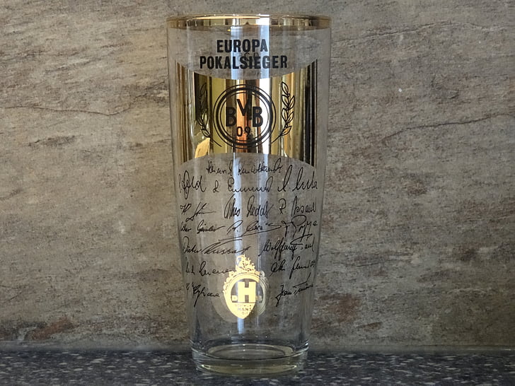 Beer glass, lasi, BVB, Dortmund, Borussia dortmund, Euroopan cup, voittaja