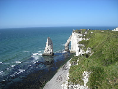 Étretat, Normandie, Normandie, Cliff, Frankrike, Franska, kusten