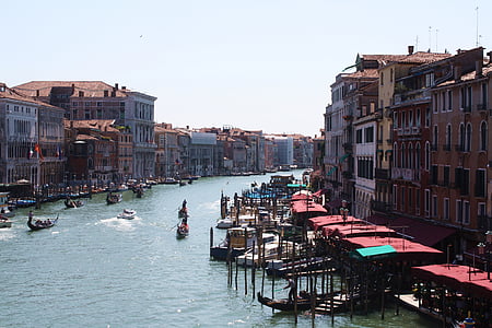 Venecia, canal, góndolas, Italia, monumentos, Haven, casas antiguas