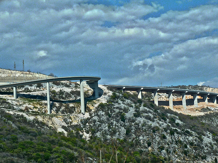 puente, camino, montaña, paso elevado, forma, carretera, transporte