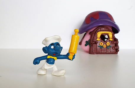 pitufo, Pitufos, Figura, juguetes, decoración, recoger, azul
