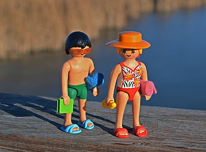 nageur, nager, maillot de bain, piscine, eau, jouets, figurines d’action