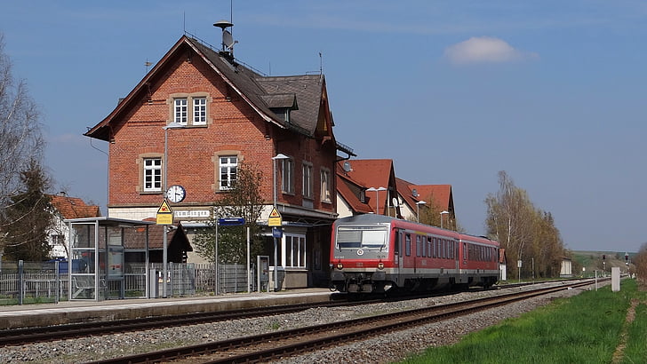Rammingen, VT 628 enheter, järnvägsstation, Brenz järnväg, KBS 757, järnväg, tåg