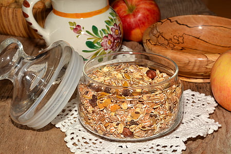 file, nuts, glass, container, Muesli, Healthy, Breakfast