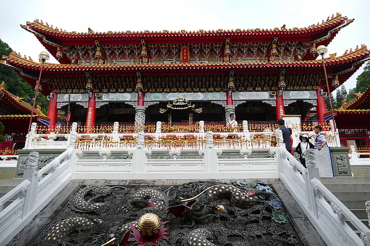 chrám, Buddhismus, taoismus, Tchaj-wan, Čína, bohové, střecha