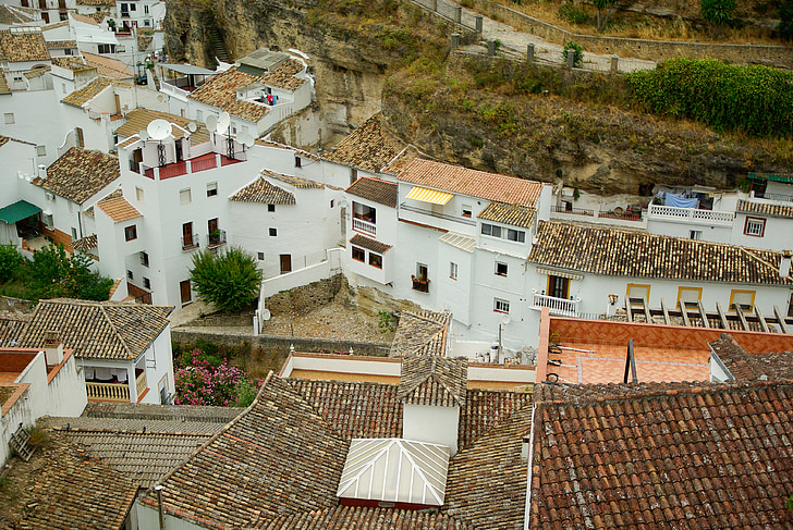 vista sulla città, Spagna, Andalusia, Troglodytes, piastrelle