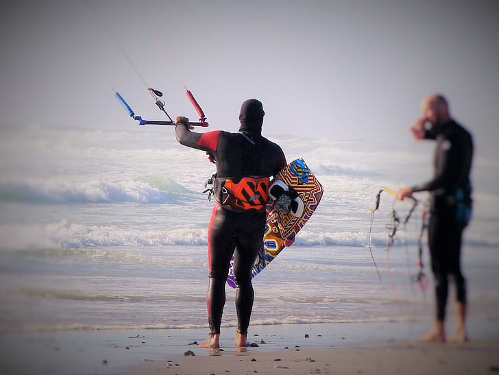 Kiteboarding, desportos aquáticos, desporto, vento, kite surf, céu, kite surf