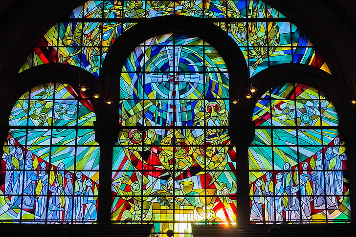 baznīca, baznīcas logu, logs, spīdēt cauri, krāsa, stikls, vitrāžas