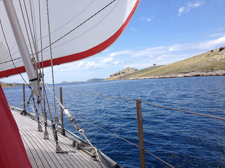 sail, sailing boat, spin acker, croatia, sea, nautical Vessel, sailing