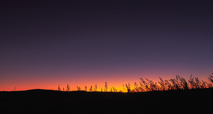 Horizon, in de avond, zonsondergang, silhouetten, Oranje, de hemel, nacht