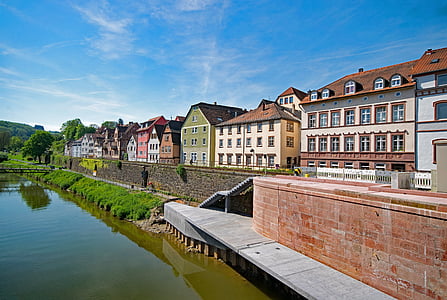 mestu Wertheim, Baden württemberg, Nemčija, staro mestno jedro, staro stavbo, zanimivi kraji, reka