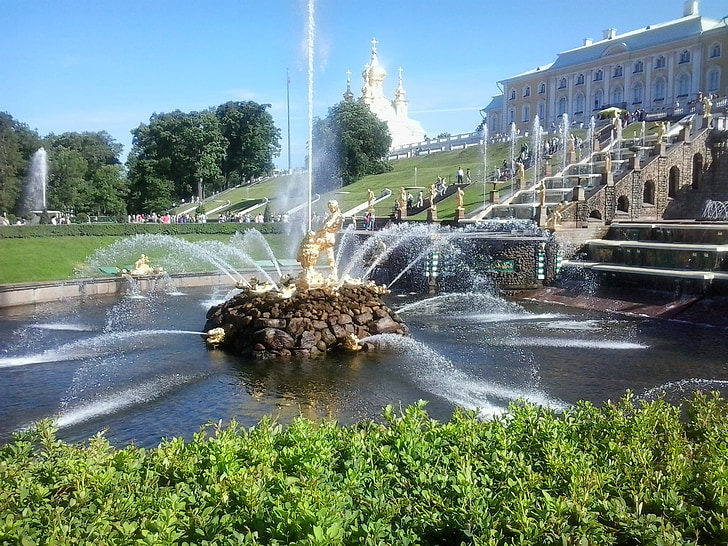 Peterhof, fontene, petrodvorets peterhof, Petersburg