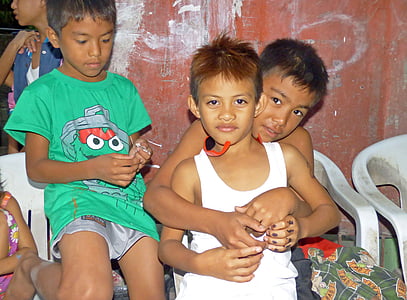 Filippinerne, børn, sjov, ansigt, Dreng, legeplads, barn