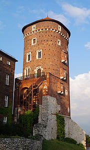 Castillo de Wawel, Torre, Polonia, Kraków, gótico, la arquitectura, ladrillo rojo