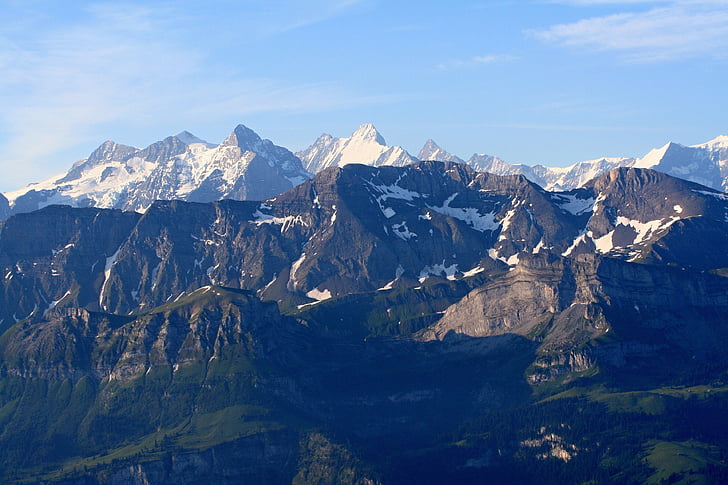 Bernese oberland, Alpes, Brienz, Alpina, montanhas, Suíça, céu