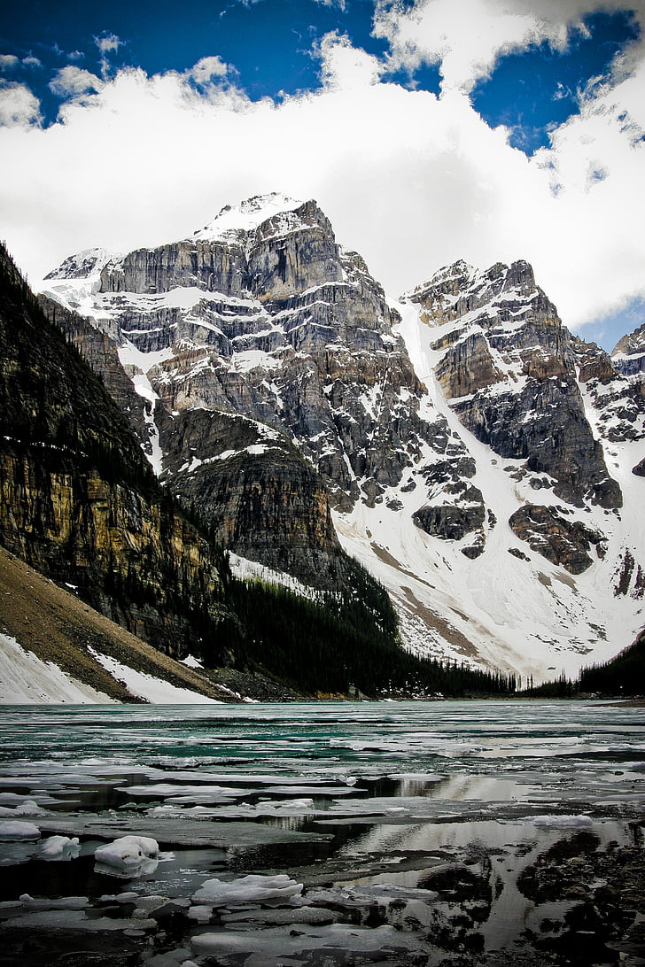 montanhas, Canadá, picos, gelo, neve, paisagem, cênica