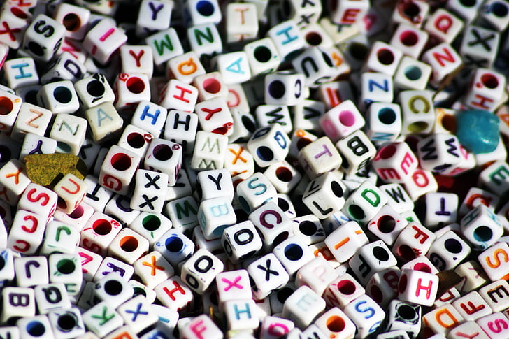 letters, dices, cubes, game