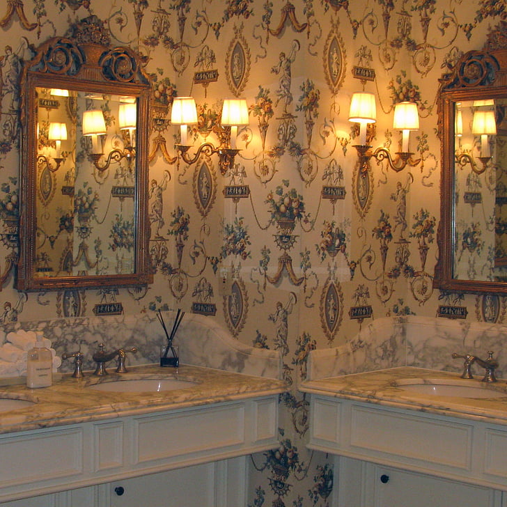 kupaonica, kupelj, slavina, dekor, Luksuzni, ogledalo