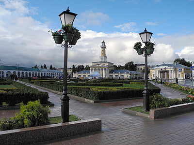 Ryssland, Kostroma, område, Efter regnet, lampor, Brandtornet, staden