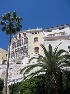 secesyjne, Architektura, palmy, budynek, Menorca, Strona główna