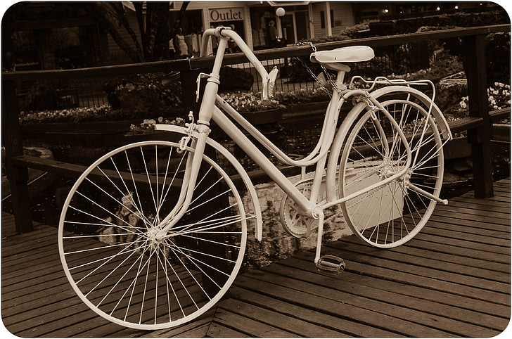 bicicleta, Rosa, preto, Branco, velho, hipster