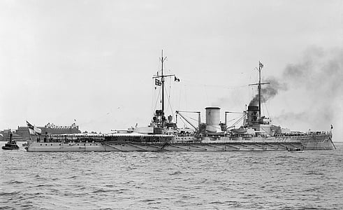 Kriegsschiff, Schlachtschiff, SMS moltke, Hampton Straßen, 1912, Deutsch, schwarz / weiß