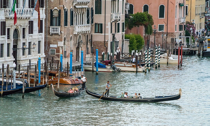 Wenecja, Włochy, gondola, Grand canal, Europy, wody, Włoski