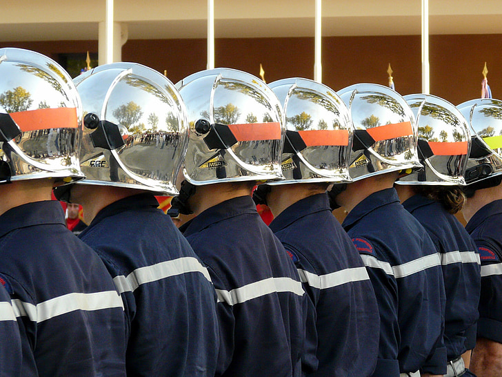 firefighter, helmet, fire